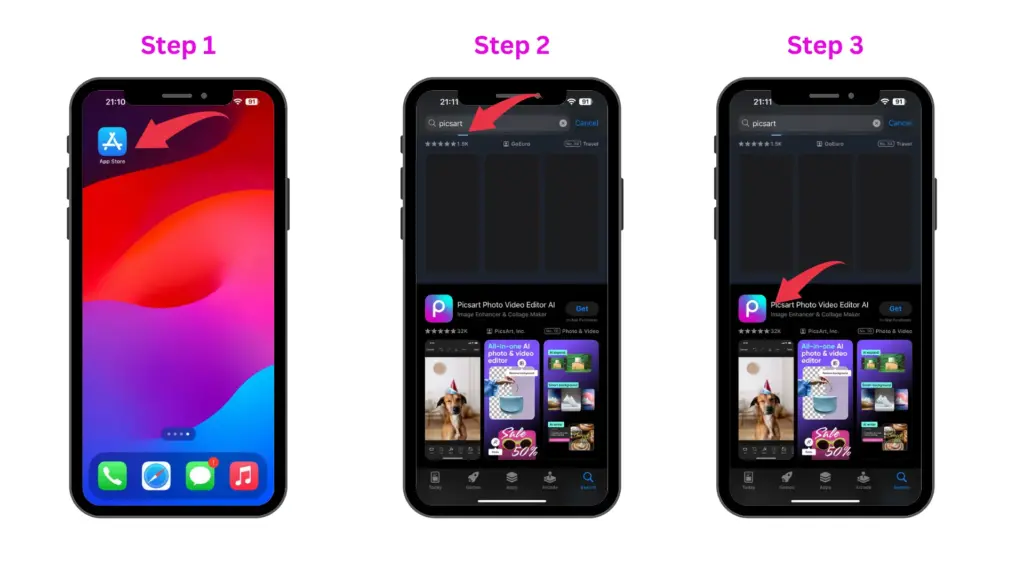 PicsArt for iOS installation guideline 1 