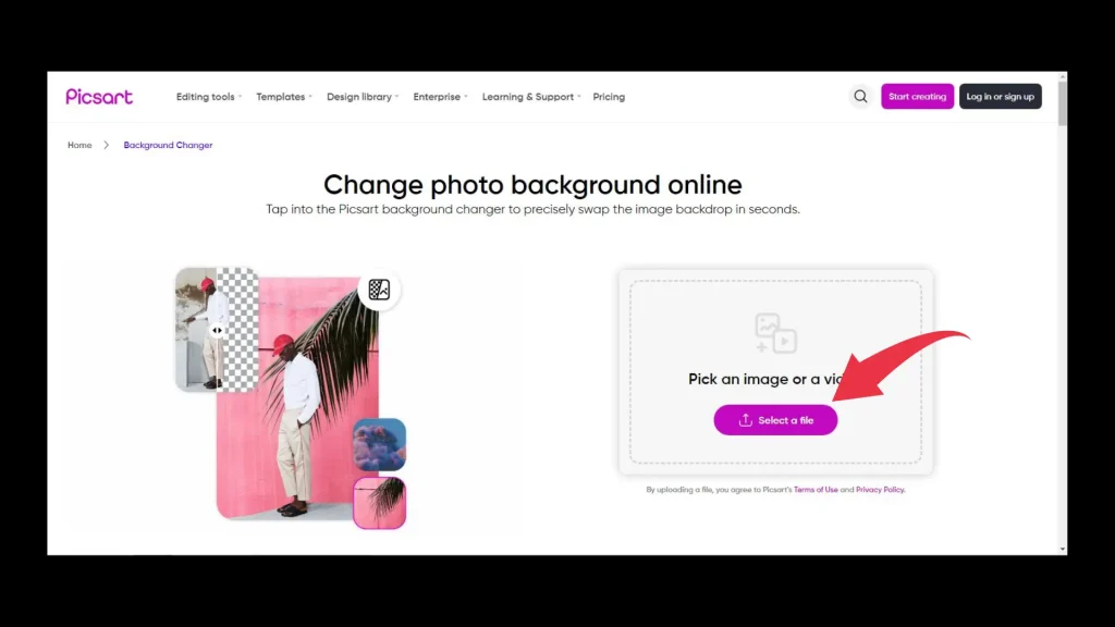 How to Change Background on picsart web version step 2 guide