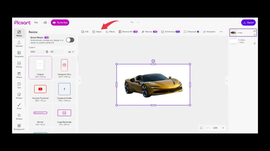 How to make stickers on PicsArt's web version step 3