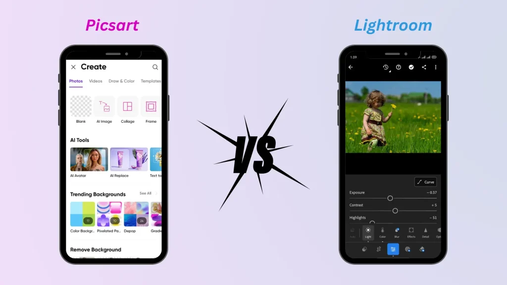 PicsArt vs Lightroom RAW photo editing