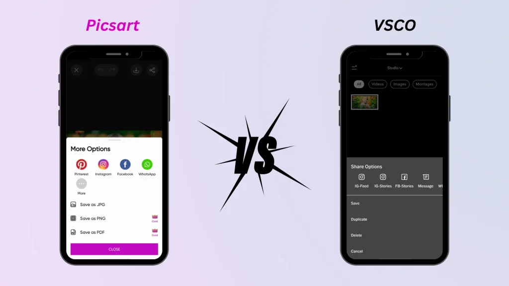 PicsArt vs VSCO Social Integration Options