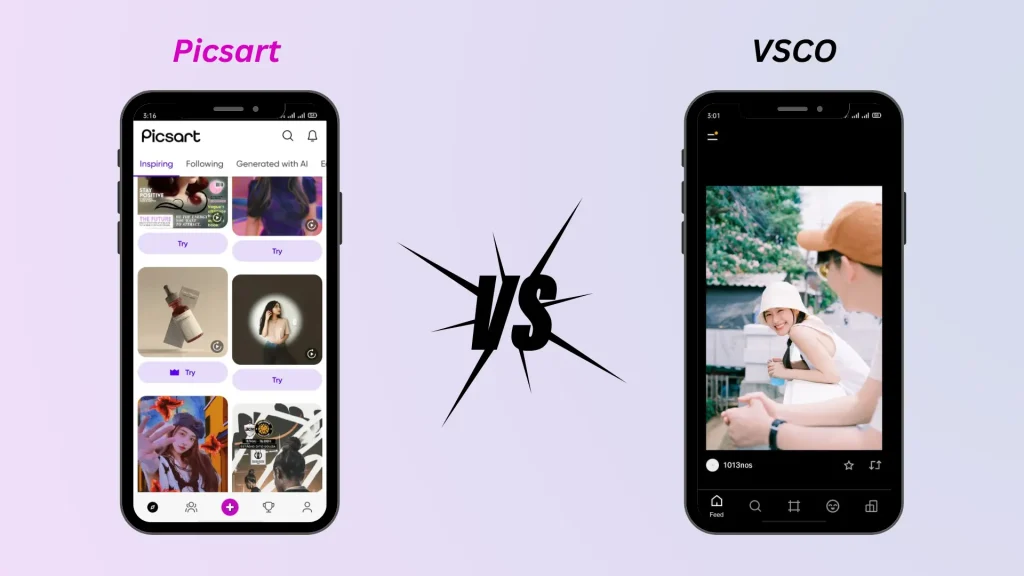 PicsArt vs VSCO ease of use app interface