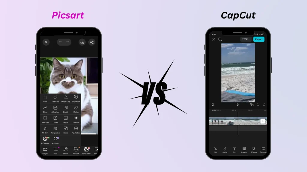 PicsArt vs CapCut Editing Tools Comparison