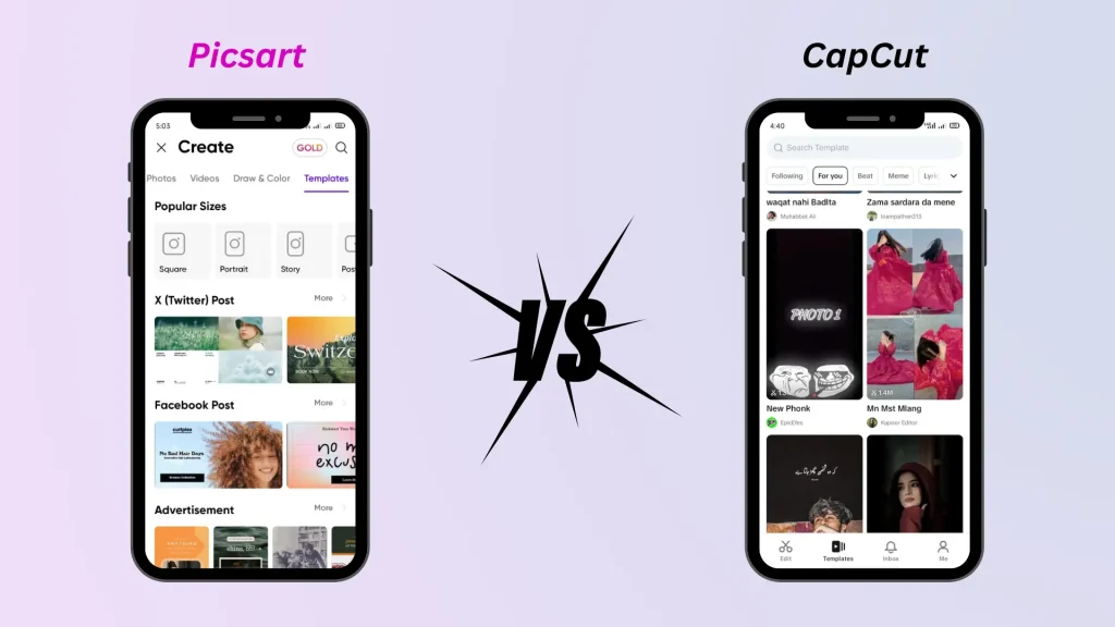 PicsArt vs CapCut Pre-Made Templates Comparison